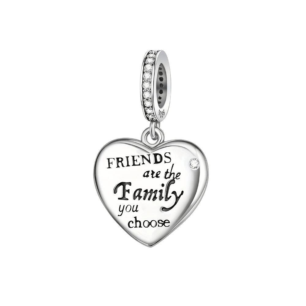 Sterling Silver Friends Are The Family Heart Charm - Enchanting Charms