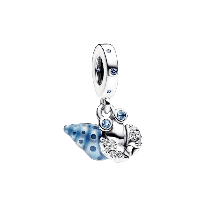 Sterling Silver Glow In The Dark Crab In A Shell Charm - Enchanting Charms