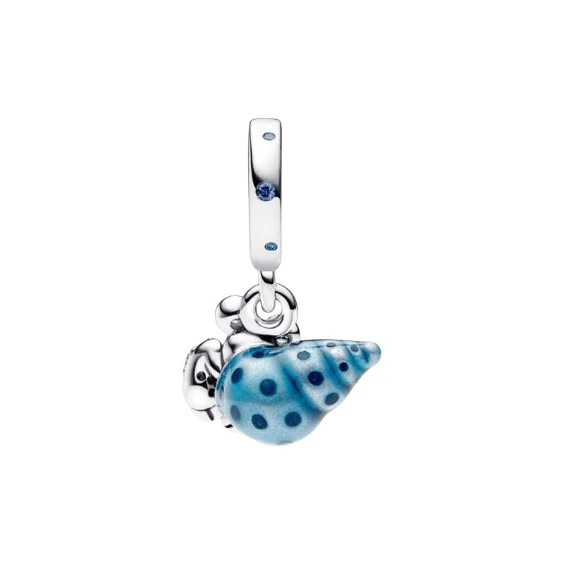 Sterling Silver Glow In The Dark Crab In A Shell Charm - Enchanting Charms