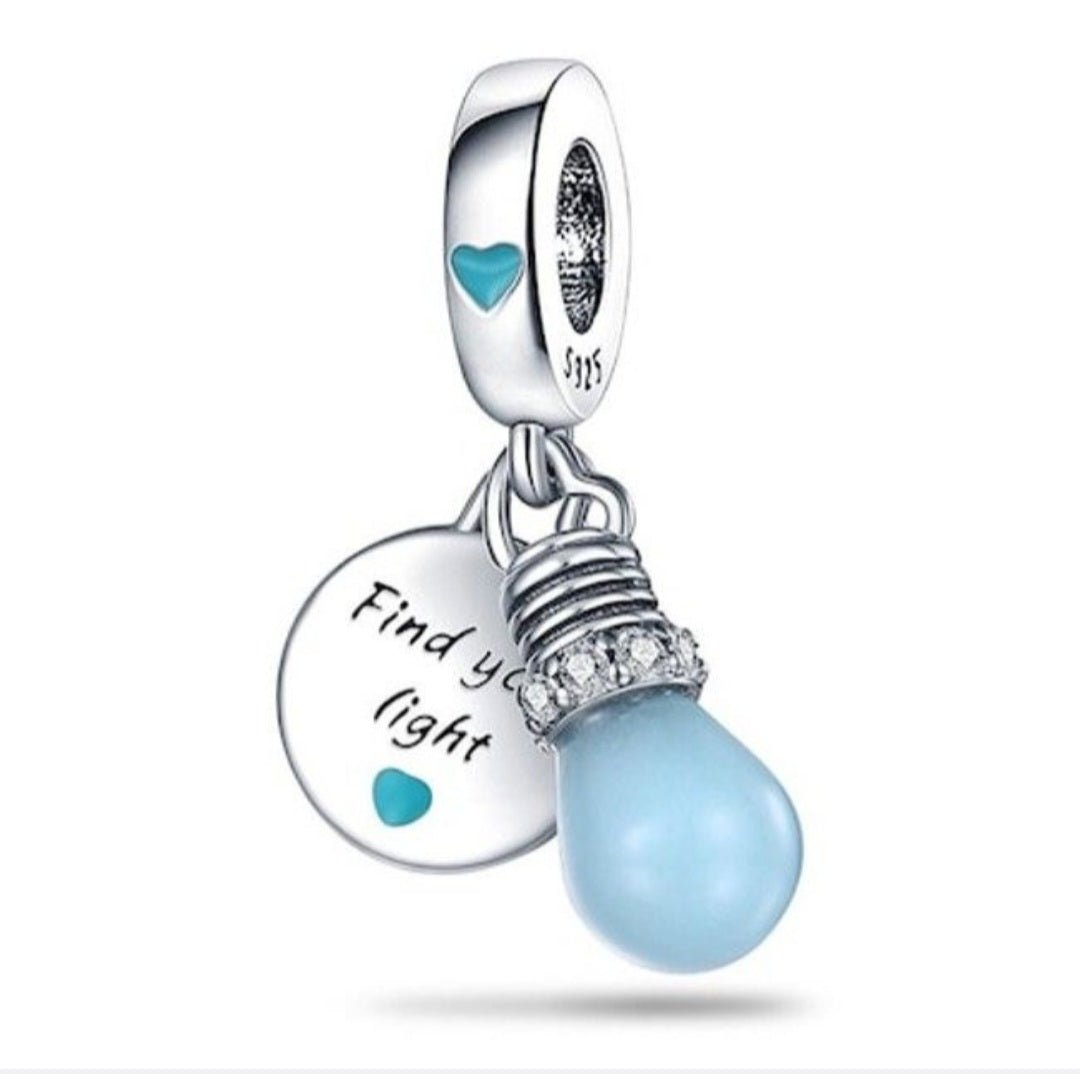 Sterling Silver Glow In The Dark Light Bulb Charm - Enchanting Charms