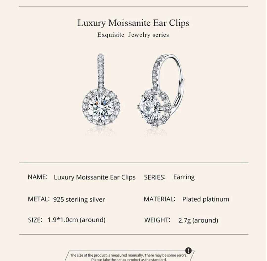 Sterling Silver Grace Moissanite Clip Earrings - Enchanting Charms