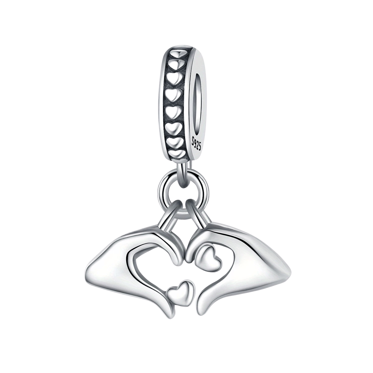 Sterling Silver Hand Gesture Heart Charm - Enchanting Charms