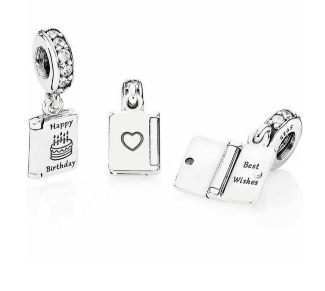 Sterling Silver Happy Birthday Open Best Wishes Charm - Enchanting Charms