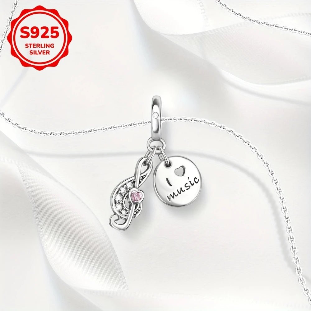 Sterling Silver I Love Music Charm - Enchanting Charms