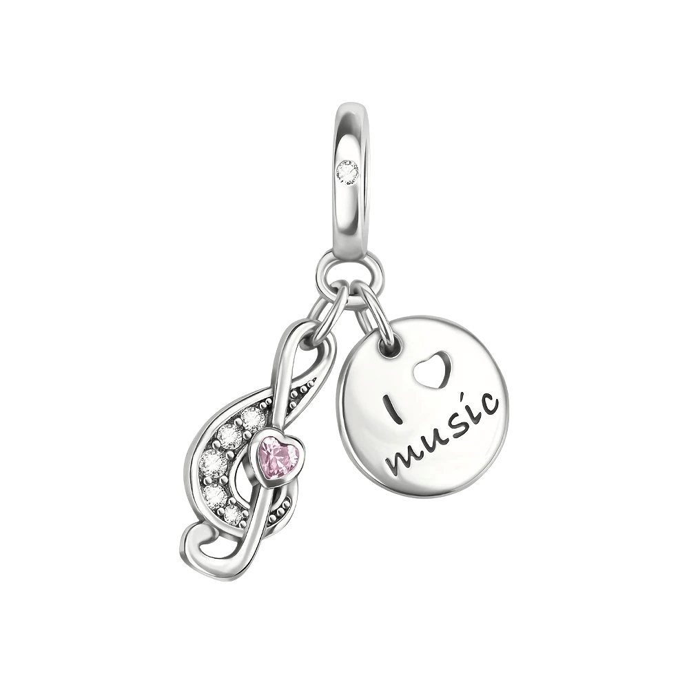 Sterling Silver I Love Music Charm - Enchanting Charms