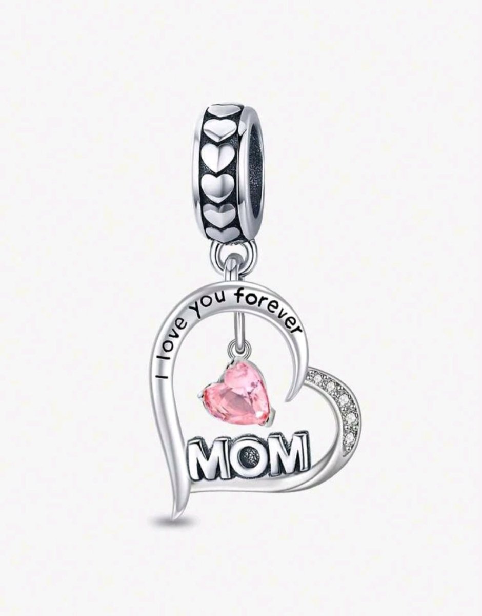Sterling Silver I Love You Forever Mom Heart Charm - Enchanting Charms