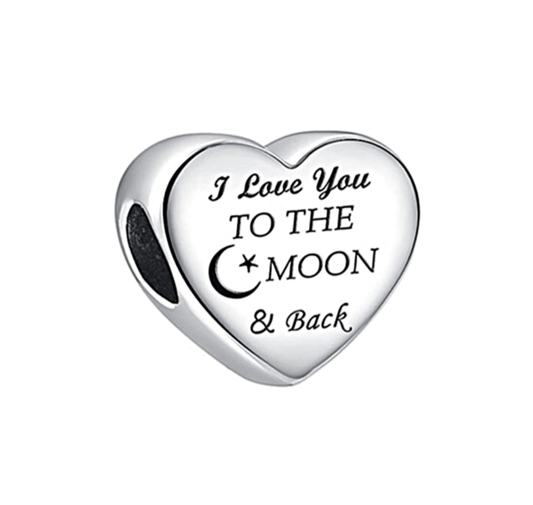 Sterling Silver I Love You To The Moon And Back Charm - Enchanting Charms