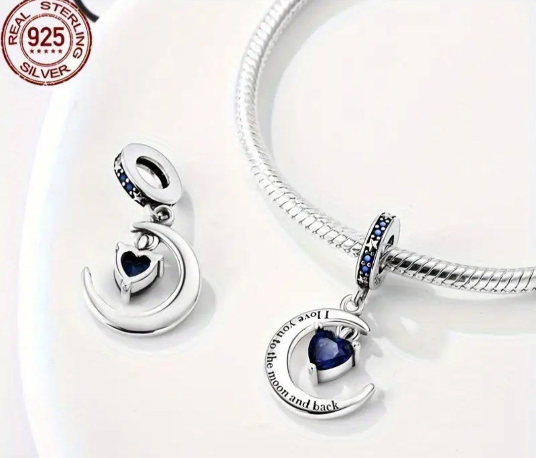 Sterling Silver I Love You To The Moon And Back Charm - Enchanting Charms