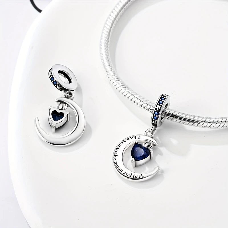Sterling Silver I Love You To The Moon And Back Charm - Enchanting Charms