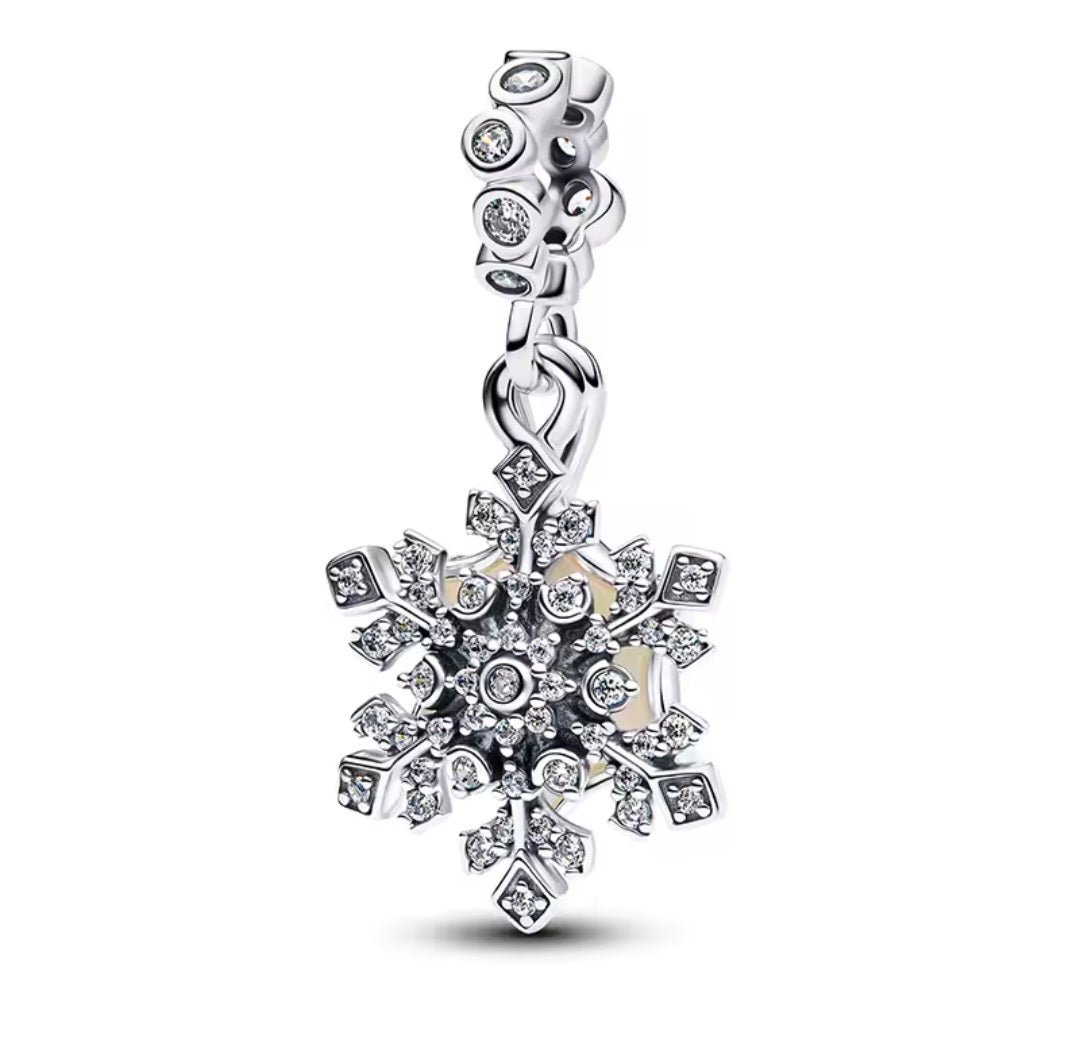 Sterling Silver I Melt For You Sparkling Snowflake Charm - Enchanting Charms