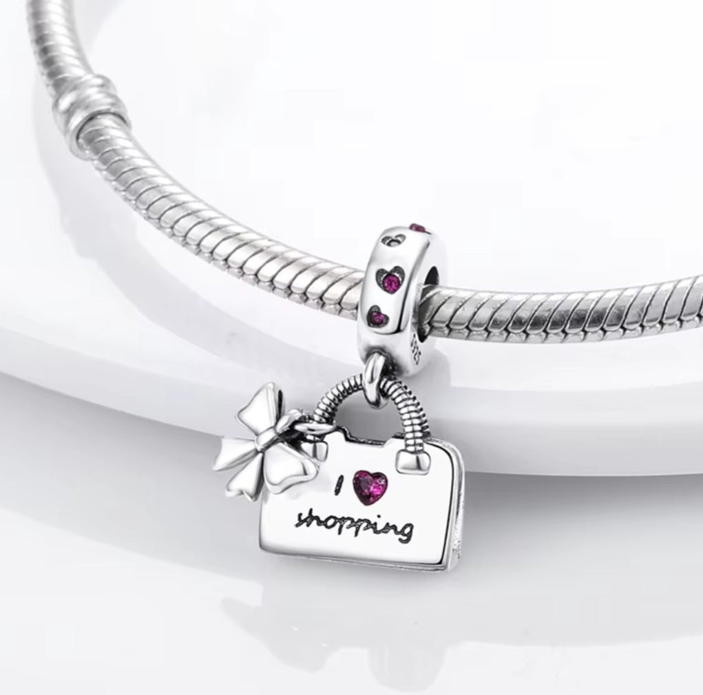 Sterling Silver I 🩷 Shopping Charm - Enchanting Charms