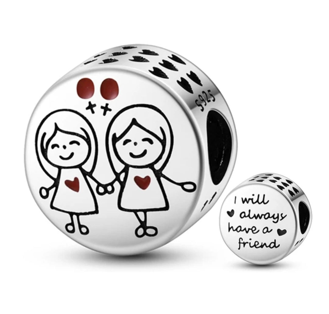 Sterling Silver I Will Always Have A Friend Friends Charm - Enchanting Charms