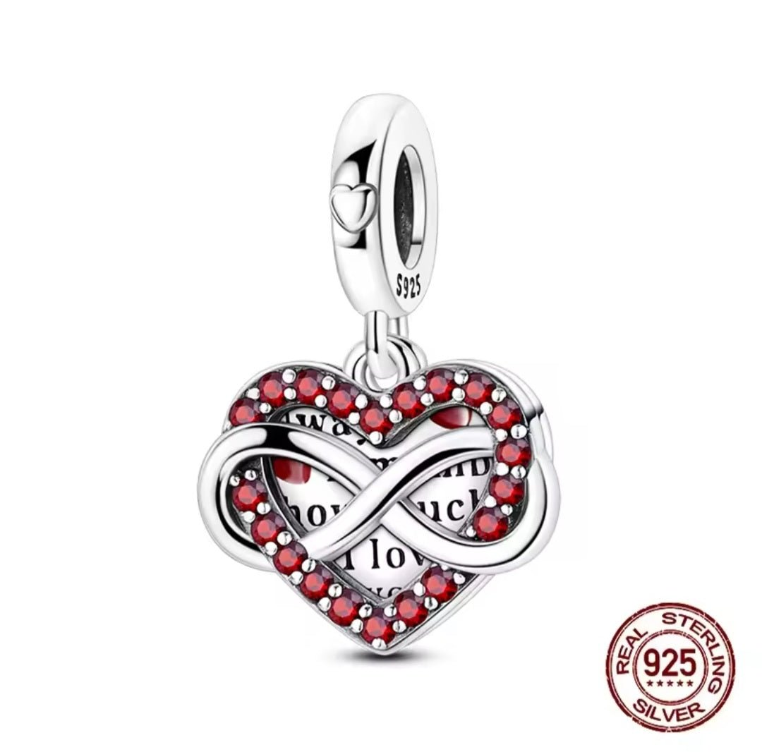 Sterling Silver Infinite Always Remember How Much I Love You Heart Charm - Enchanting Charms