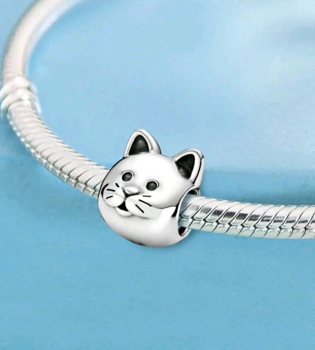 Sterling Silver Kitty Cat Charm - Enchanting Charms