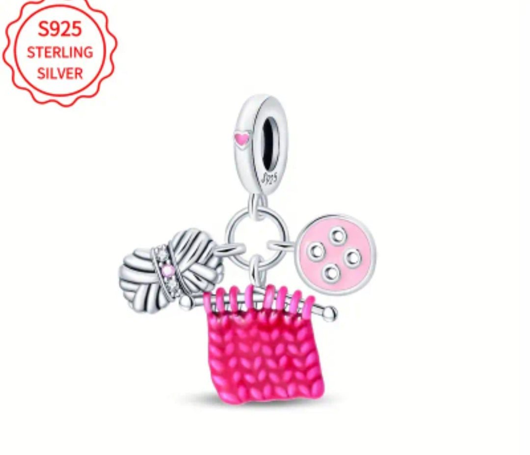 Sterling Silver Knitting Charm - Enchanting Charms