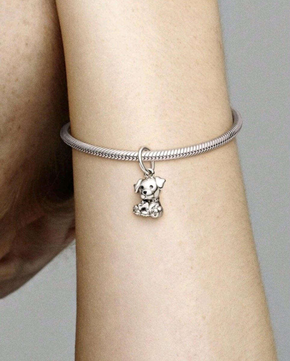 Sterling Silver Labrador Puppy Dog Charm - Enchanting Charms