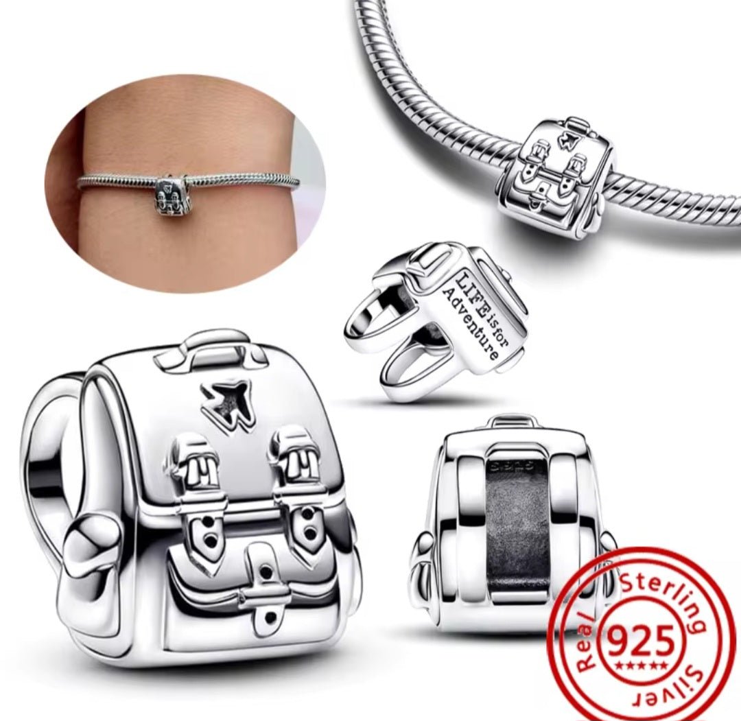 Sterling Silver Life Is For Adventure Backpack Charm - Enchanting Charms
