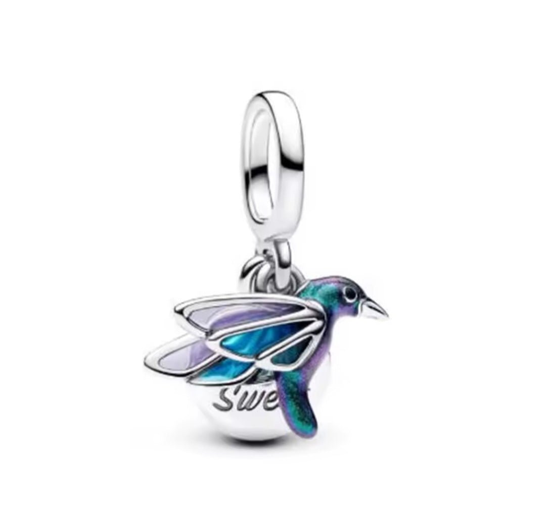 Sterling Silver Life Is Sweet Humming Bird Charm - Enchanting Charms