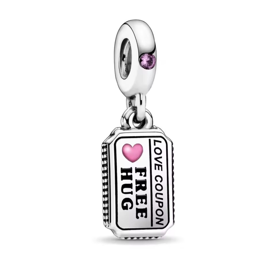 Sterling Silver Love Coupon zFree Hug Charm - Enchanting Charms