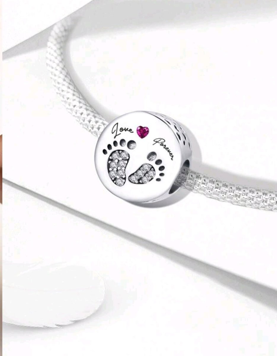 Sterling Silver Love Forever Footprints Charm - Enchanting Charms