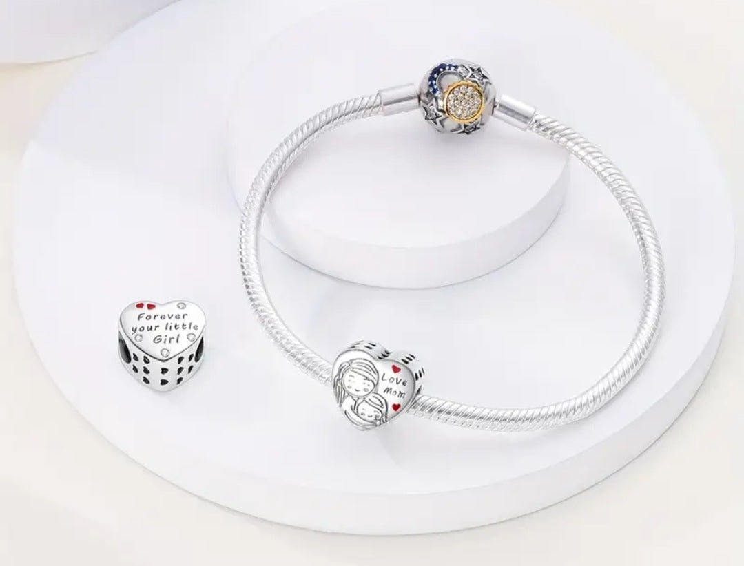 Sterling Silver Love Mom Forever Your Little Girl Charm - Enchanting Charms
