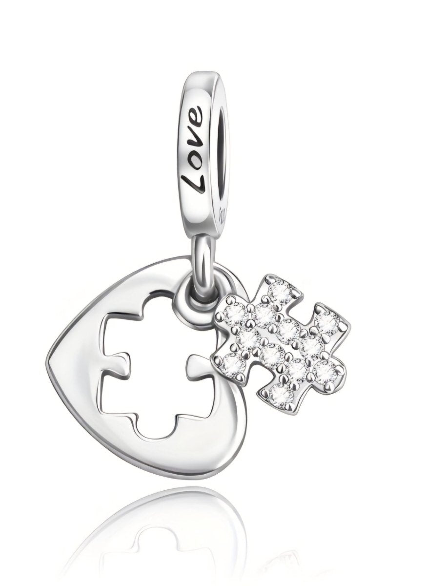 Sterling Silver Love Puzzle Heart Charm - Enchanting Charms