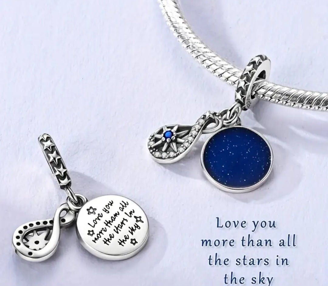 Sterling Silver Love You More Than All The Stars In The Sky Charm - Enchanting Charms