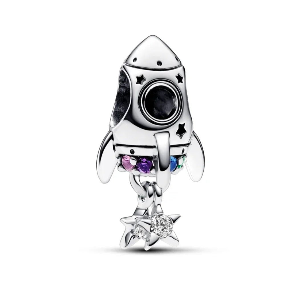 Sterling Silver Love You To The Moon And Back Spaceship Charm - Enchanting Charms