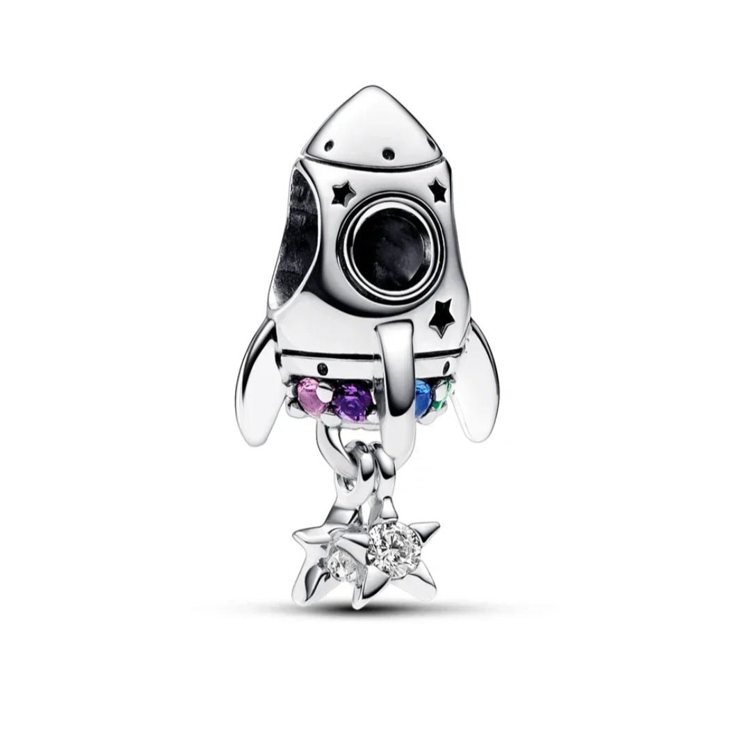 Sterling Silver Love You To The Moon And Back Spaceship Charm - Enchanting Charms