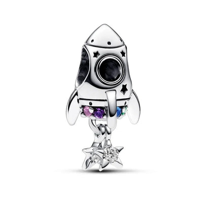 Sterling Silver Love You To The Moon And Back Spaceship Charm - Enchanting Charms