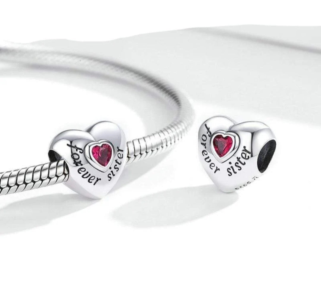 Sterling Silver Loving Sister Charm - Enchanting Charms