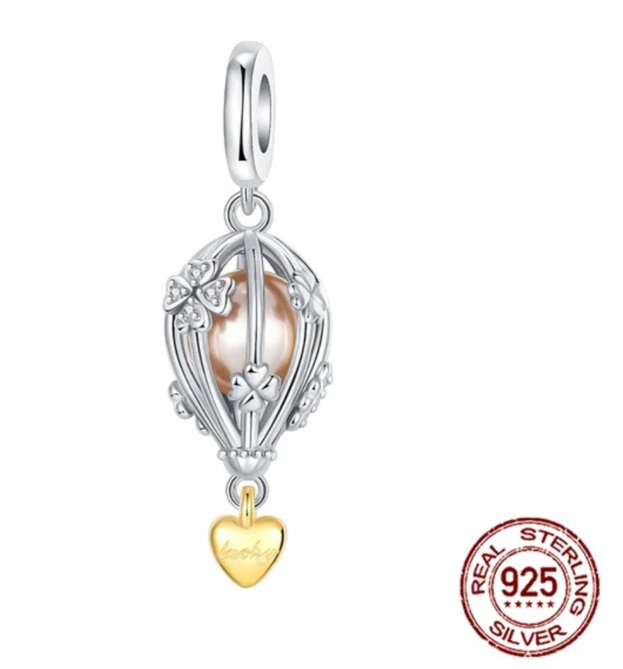 Sterling Silver Lucky Clover Airballoon Charm - Enchanting Charms