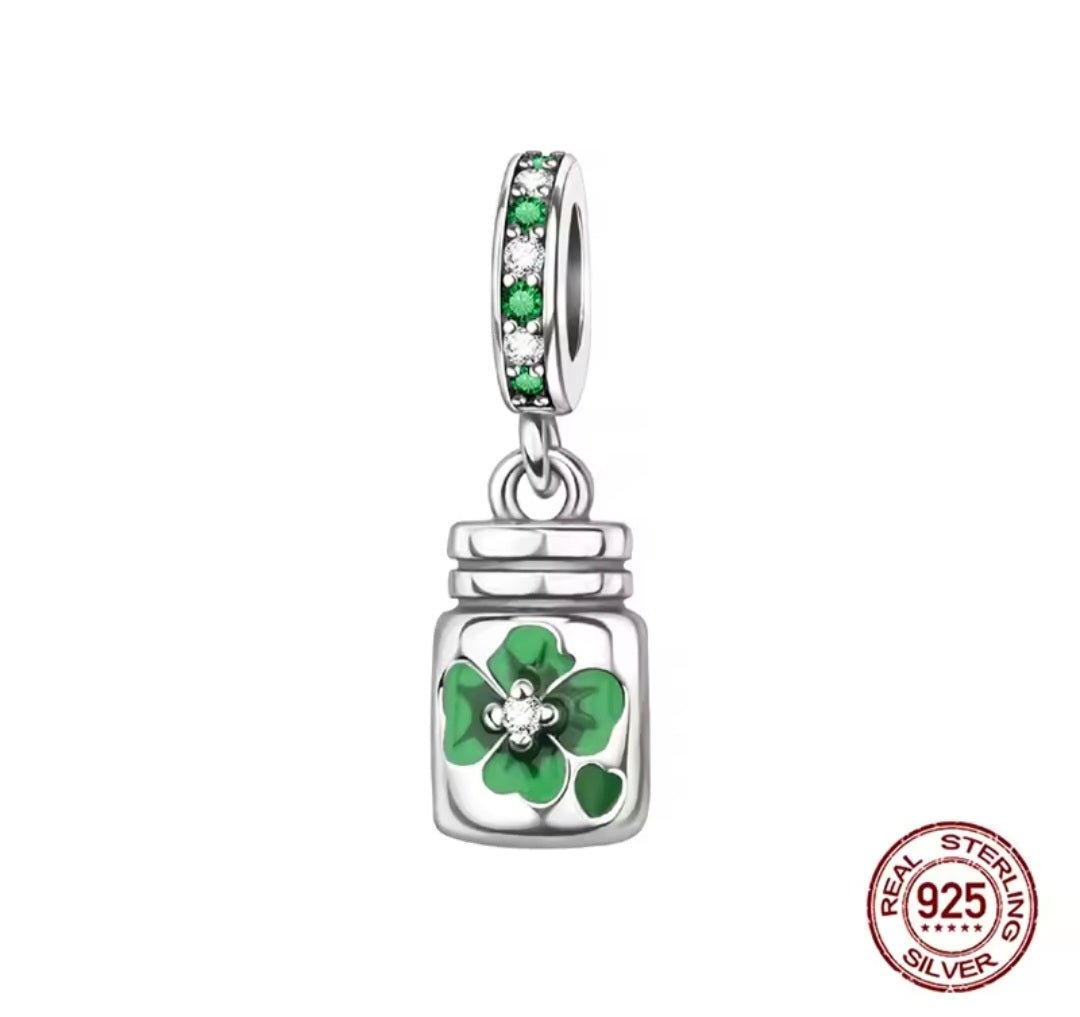 Sterling Silver Lucky Clover In A Jar Charm - Enchanting Charms