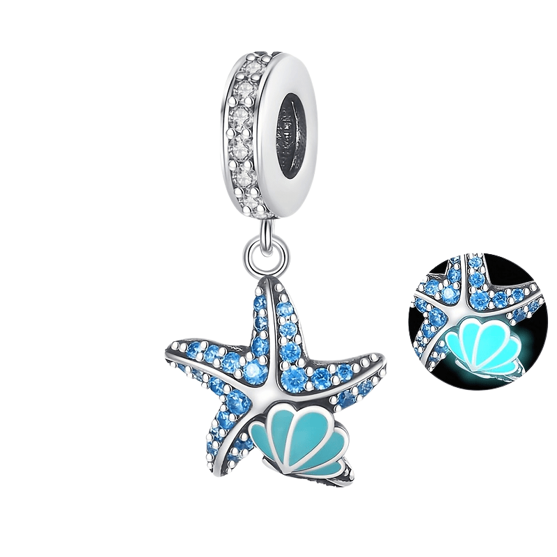 Sterling Silver Luminous Starfish Shell Charm - Enchanting Charms