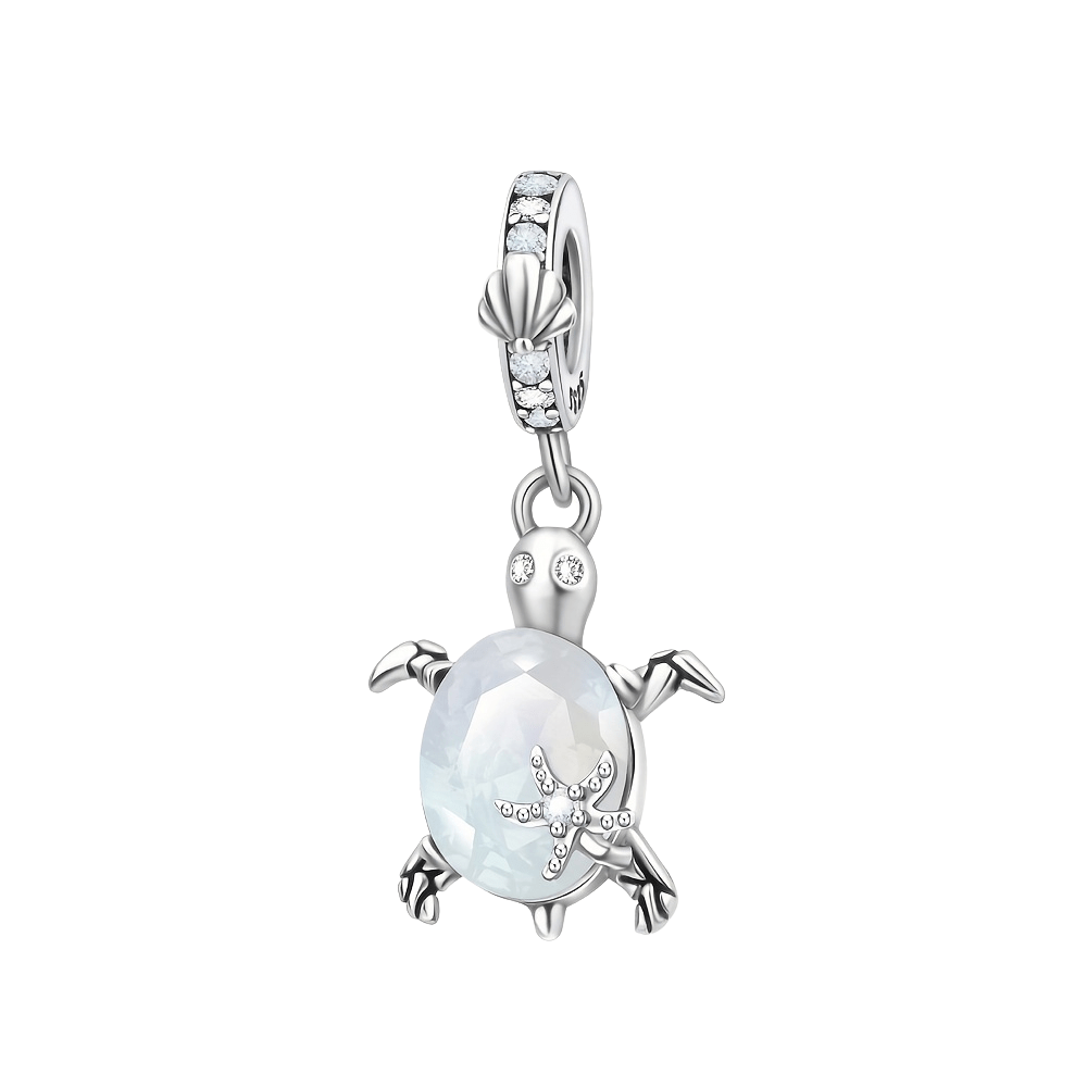 Sterling Silver Milky White Turtle Charm - Enchanting Charms