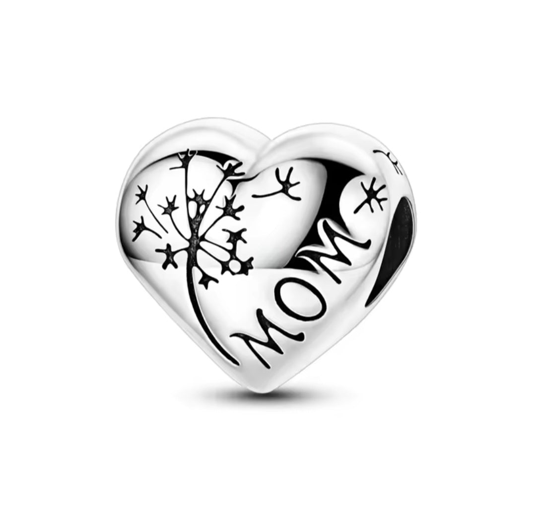 Sterling Silver Mom Daughter Heart Charm - Enchanting Charms