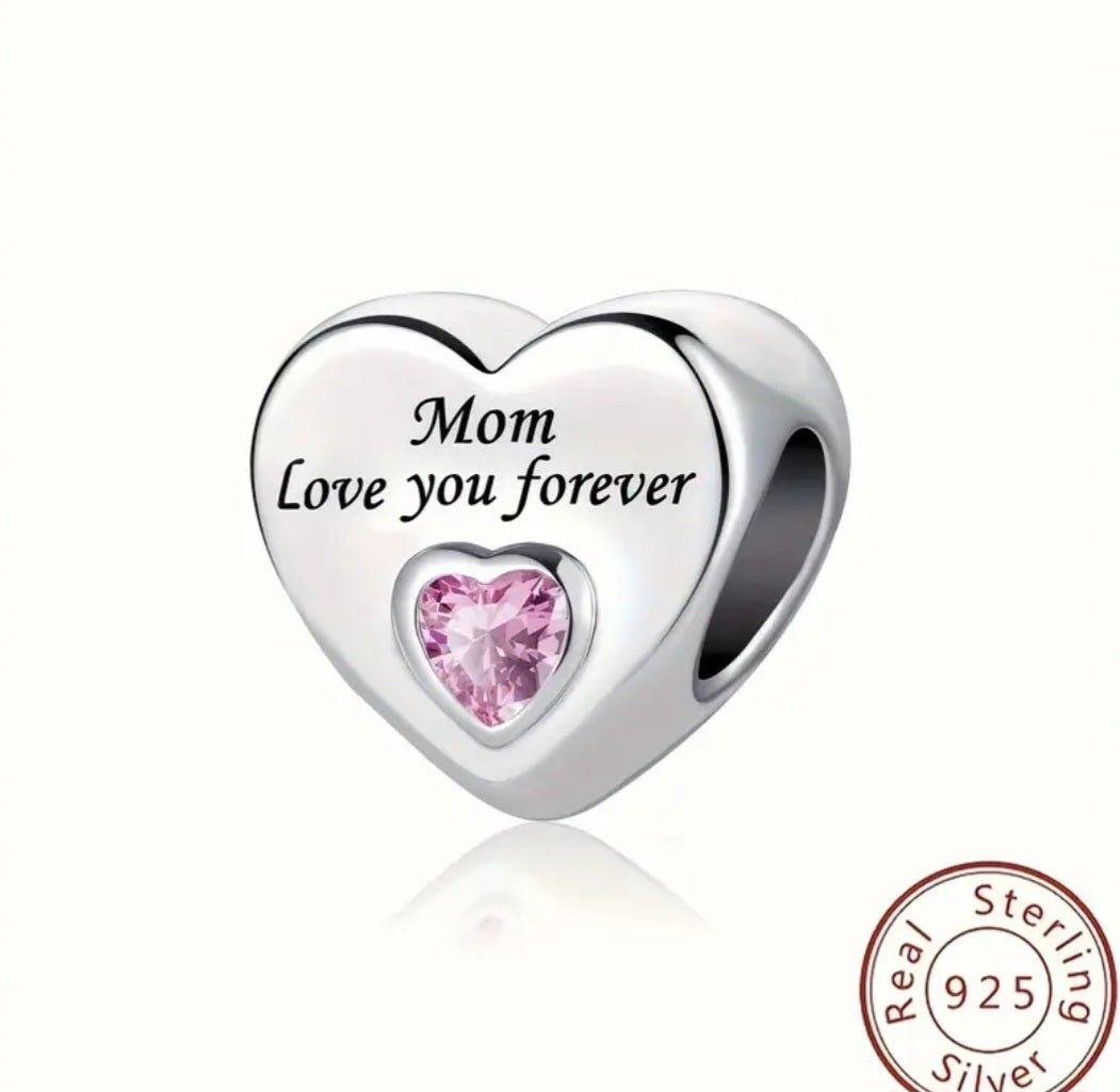 Sterling Silver Mom Love You Forever Charm - Enchanting Charms