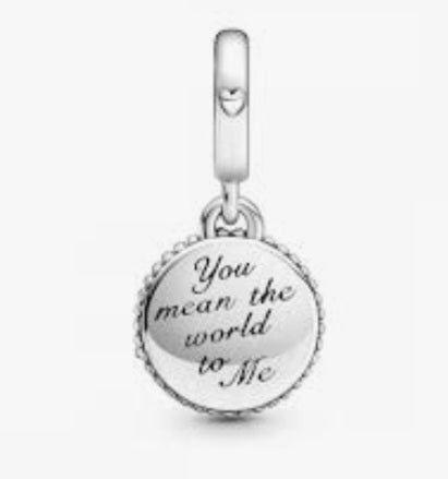 Sterling Silver Mom You Mean The World To Me Charm - Enchanting Charms