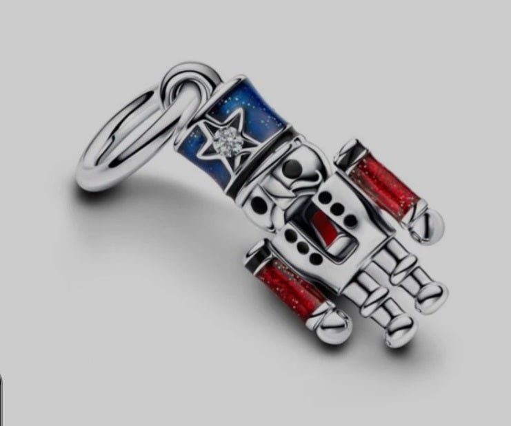 Sterling Silver Moveable Nutcracker Christmas Charm - Enchanting Charms