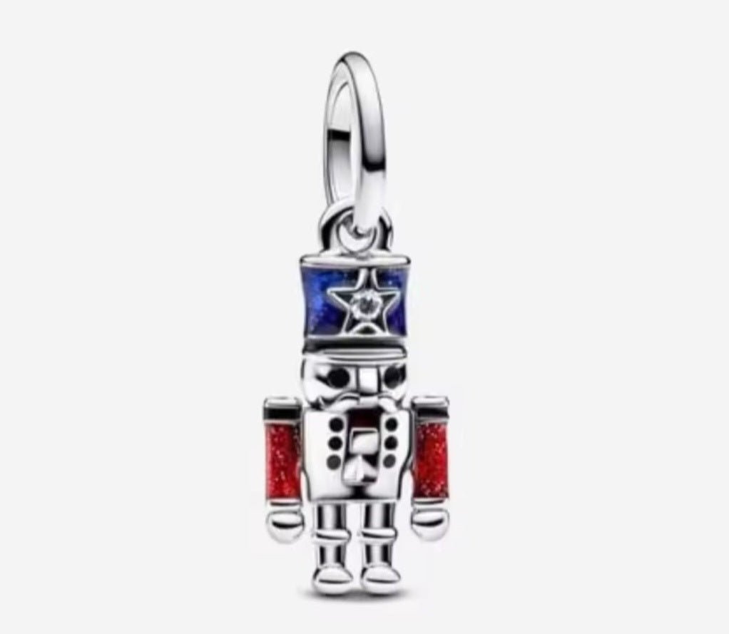 Sterling Silver Moveable Nutcracker Christmas Charm - Enchanting Charms