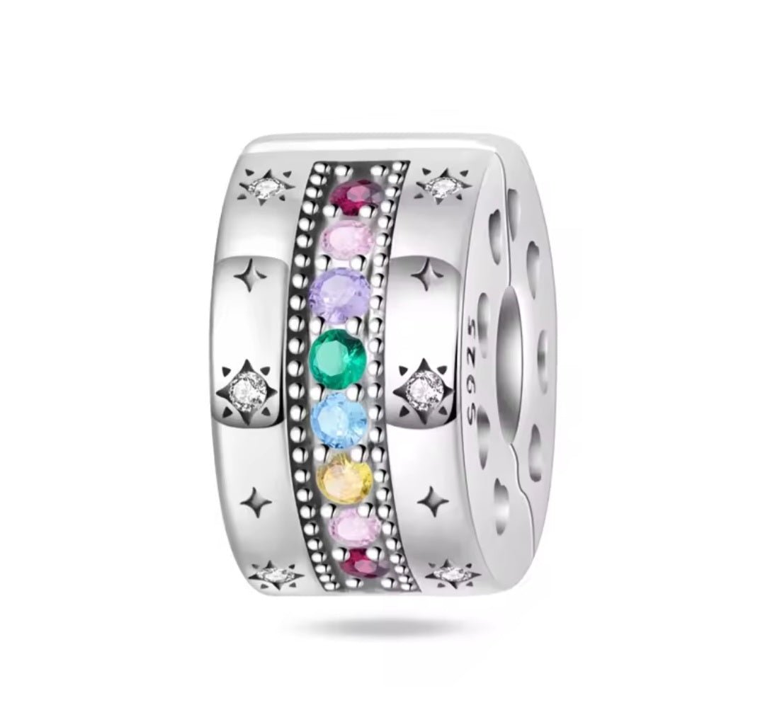 Sterling Silver Multi Colour Sparkling Rainbow Charm - Enchanting Charms
