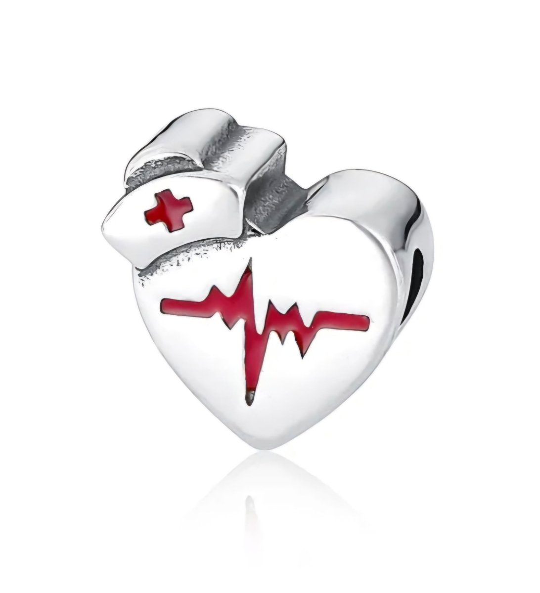 Sterling Silver Nurse Heart Charm - Enchanting Charms