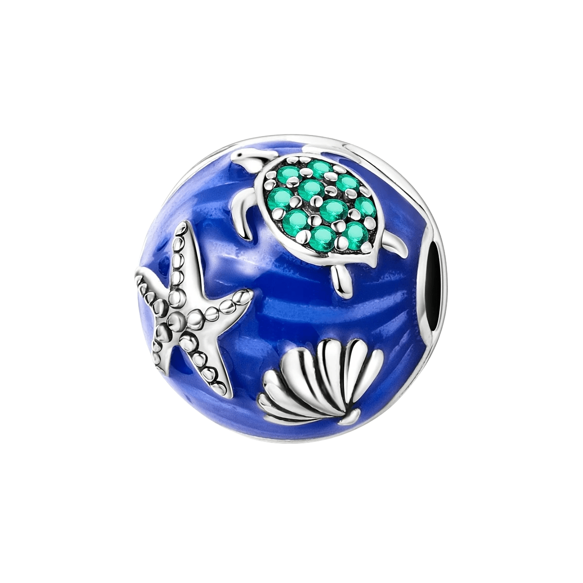 Sterling Silver Ocean - Themed Turtle and Starfish Cahrm - Enchanting Charms