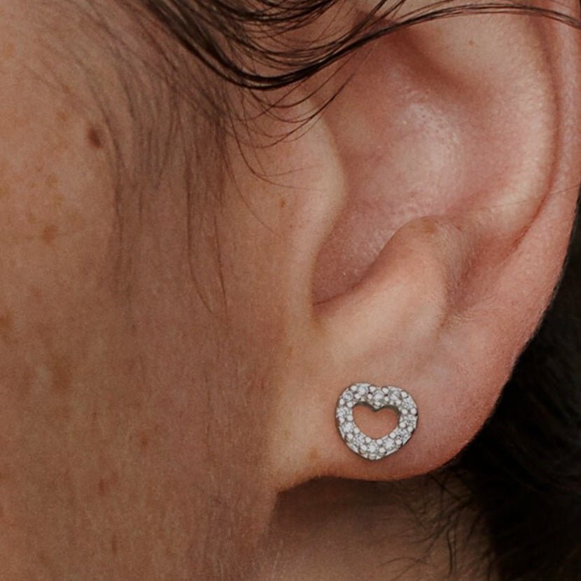 Sterling Silver Open Heart Stud Earrings - Enchanting Charms