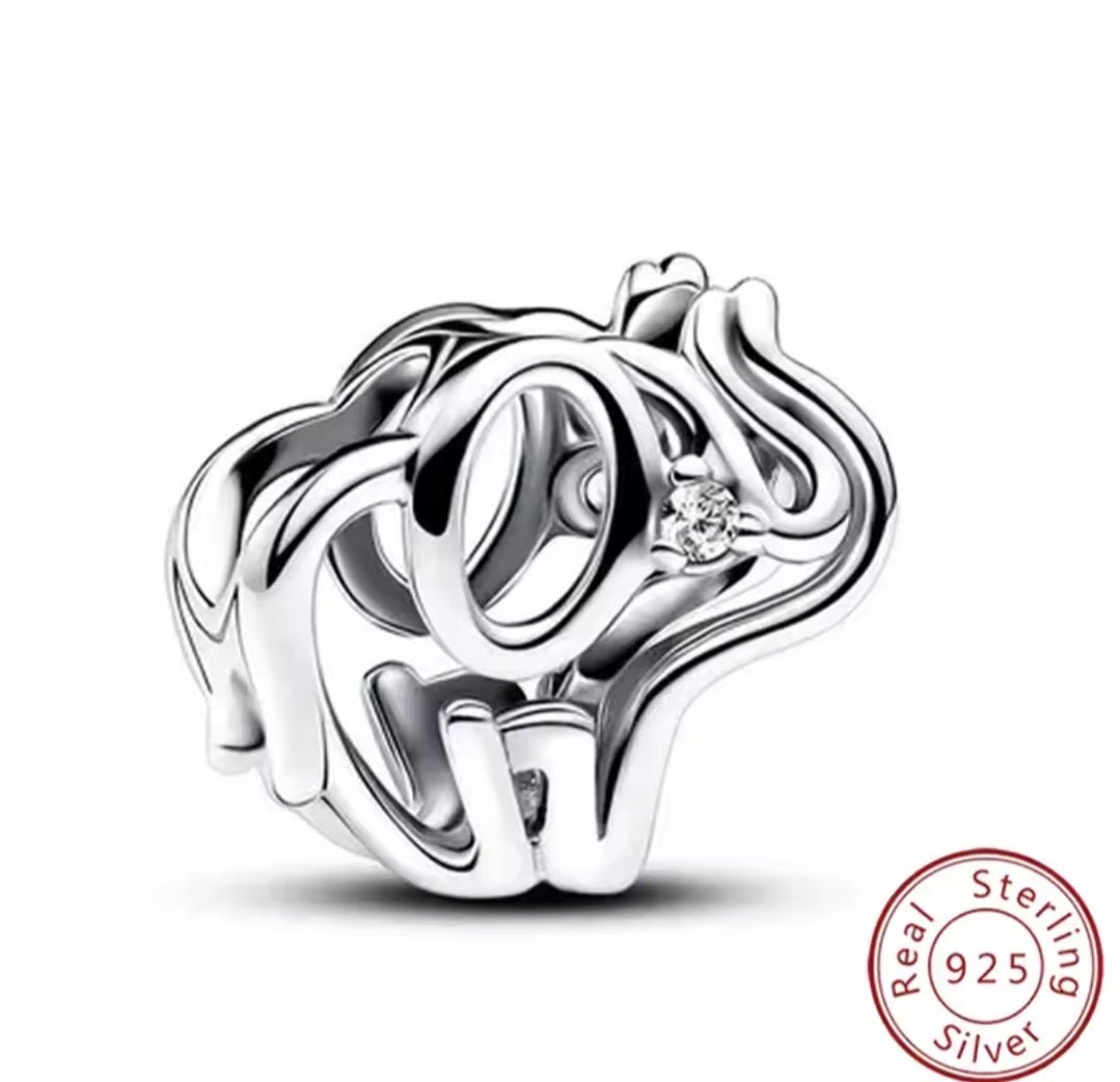 Sterling Silver Openwork Elephant Charm - Enchanting Charms