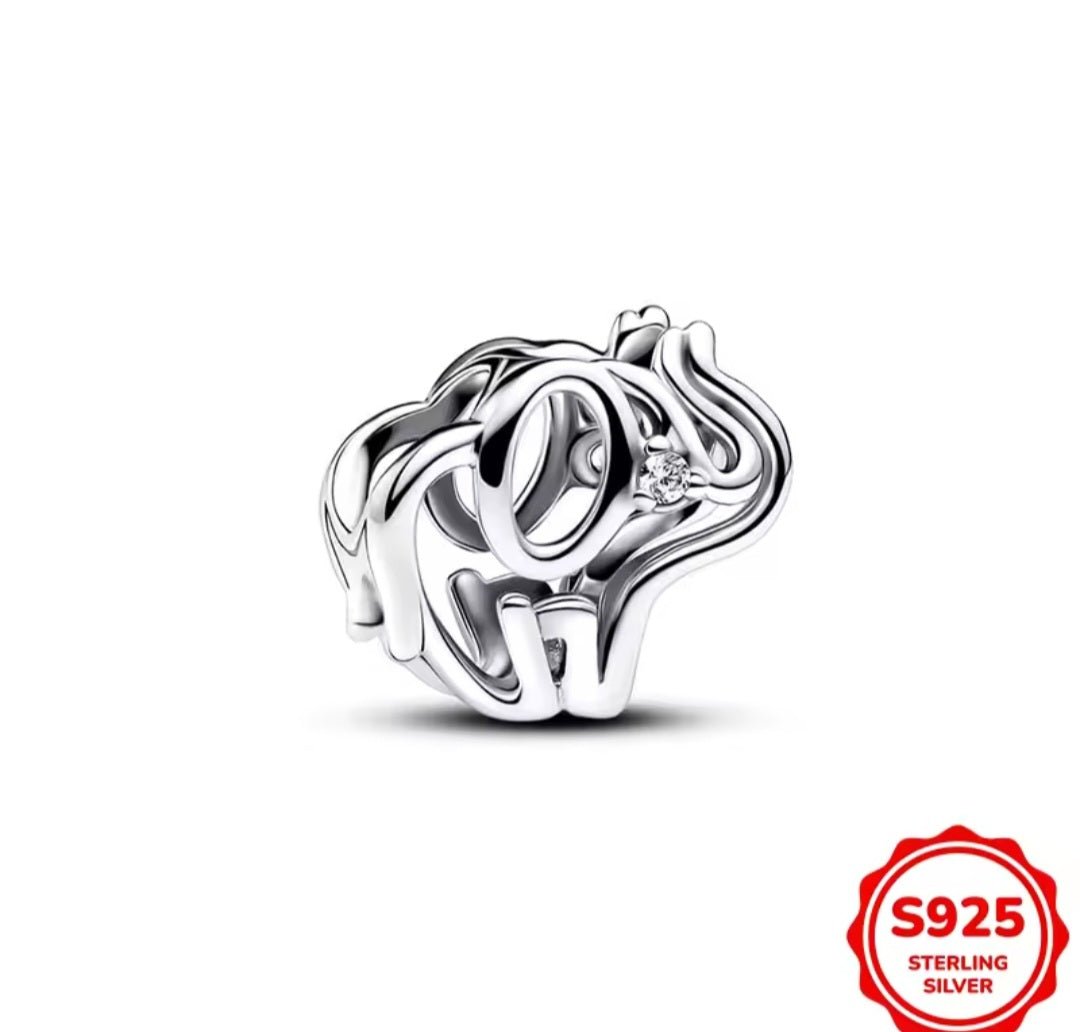 Sterling Silver Openwork Elephant Charm - Enchanting Charms