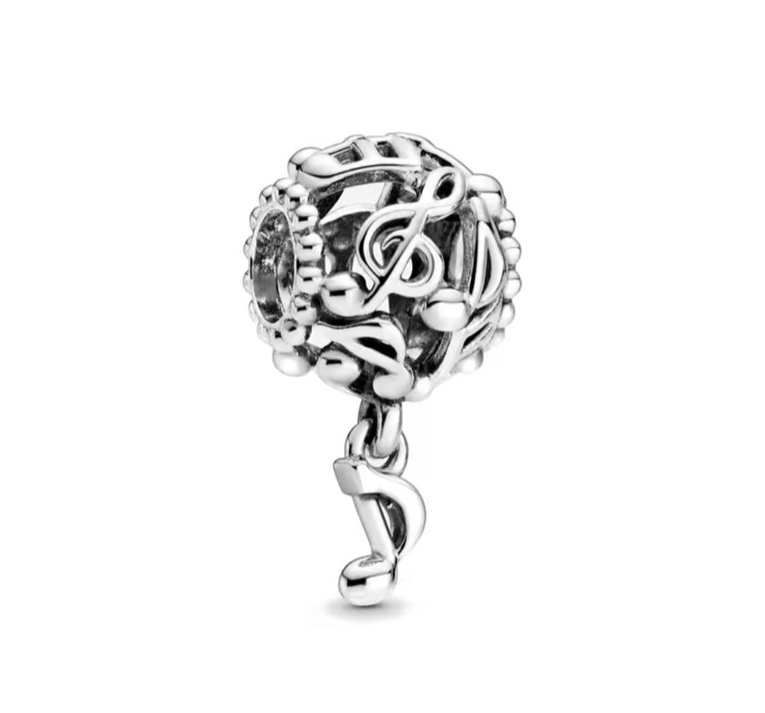 Sterling Silver Openwork Music Notes Charm - Enchanting Charms