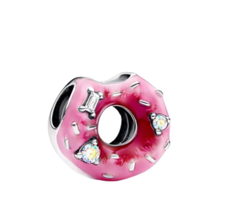 Sterling Silver Pink Donut Love At The First Bite Charm - Enchanting Charms