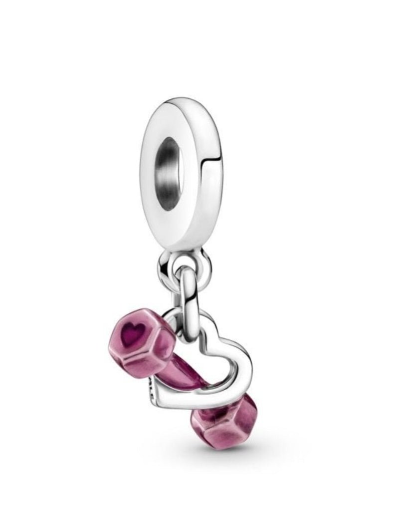 Sterling Silver Pink Dumbbell Charm - Enchanting Charms