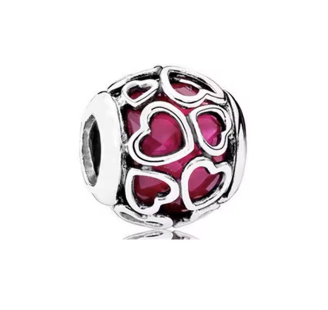 Sterling Silver Pink Encased In Love Charm - Enchanting Charms